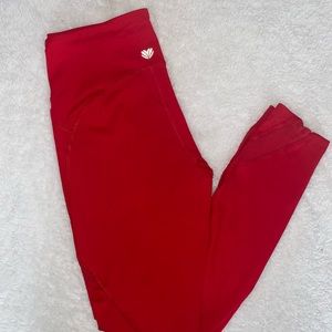 Bright red workout leggings